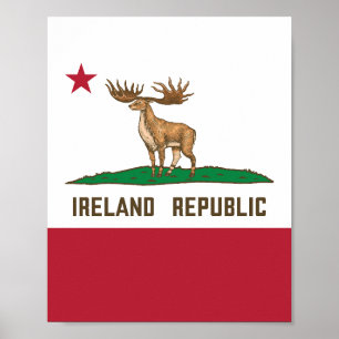 Irland Republiken Irish Elk Flagga Giant Hjort Poster
