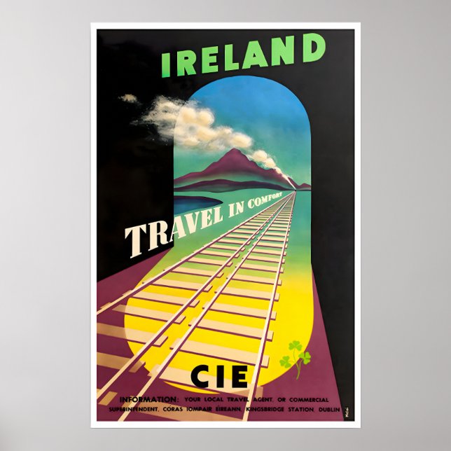 Irland Resa Poster Iriskt Konst CIE Järnvägs Tryck (Framsidan)