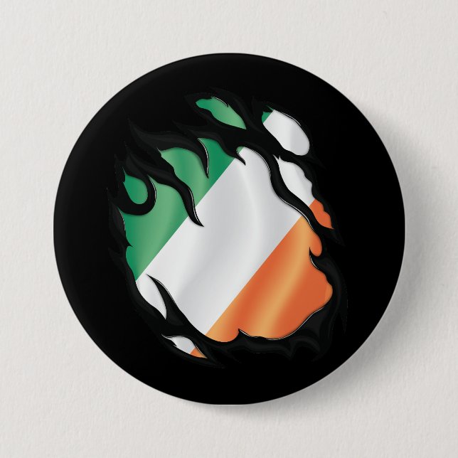 Irland Rippat Flagga Knapp (Framsida)