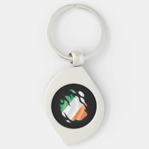 Irland Rippat Flagga Swirl Silverfärgad Nyckelring