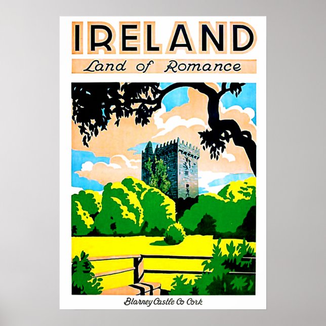 Irland, romantik, Blarey castle, vintage Poster (Framsidan)