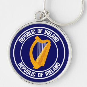 Irland Round Emblem Rund Silverfärgad Nyckelring