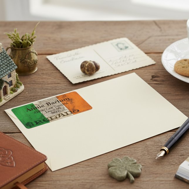 Irland Rustic Flagga Returetiketter Adressetikett (Irelands Rustic Flag Return Address Labels)