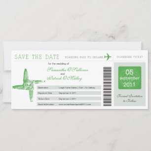 Irland S:t Brigid kors bröllop Boarding Pass Spara Datumet