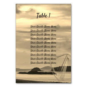 Irland Scenia Bröllop med Irish Harp Bord Numbe Bordsnummer