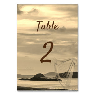 Irland Scenia Bröllop med Irish Harp Bord Numbe Bordsnummer