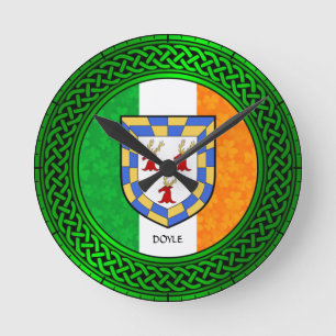 Irland Shamrock Flagga - Doyle Rund Klocka