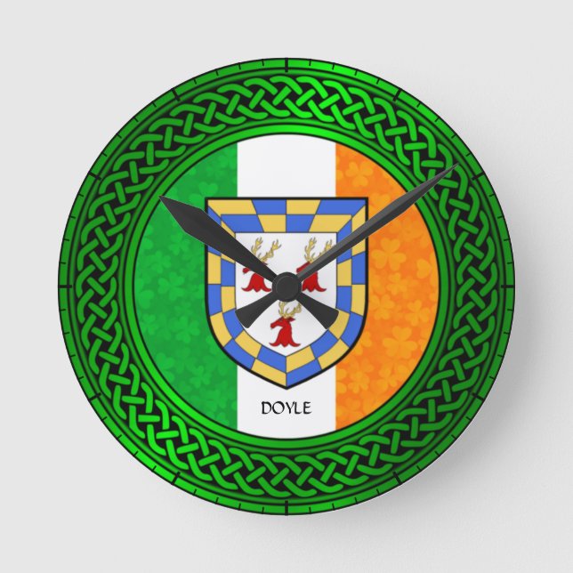 Irland Shamrock Flagga - Doyle Rund Klocka (Framsida)