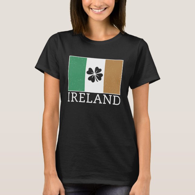 Irland Shamrock Irish Flagga T Shirt (Framsida)