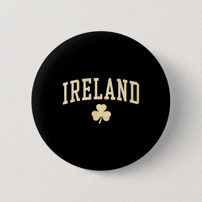 Irland Shamrock Klöver Irländsk Lycka Grön Vintage Knapp (Framsida)