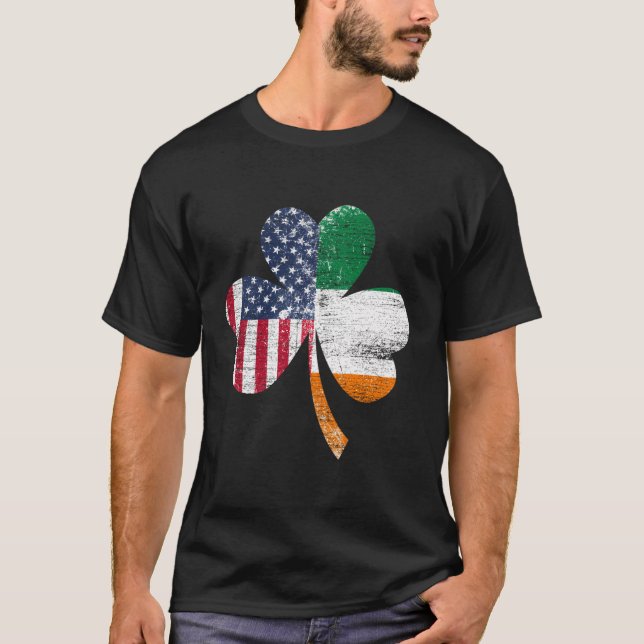 Irland Shamrock St patricks day Irish US Flagga T Shirt (Framsida)