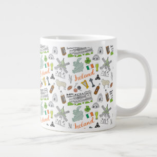 Irland Sketch Doodle Mönster Jumbo Mugg