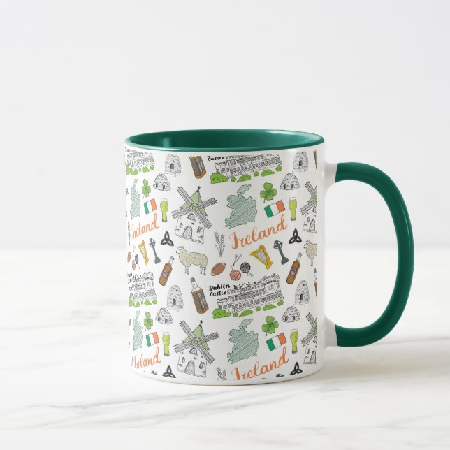 Irland skissar klottermönster mugg (Höger)