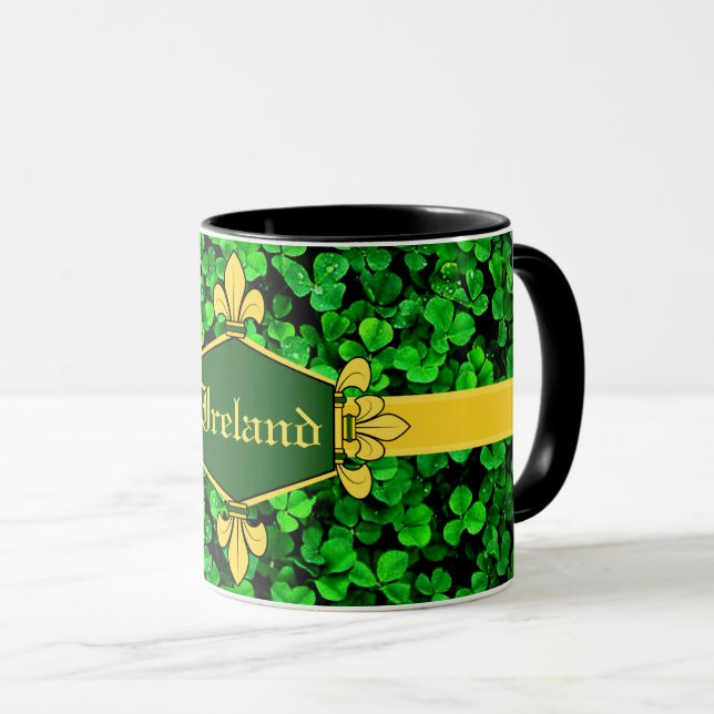 Irland skräddarsy gröna shamrocks, med namn 10 mugg (Framsida höger)