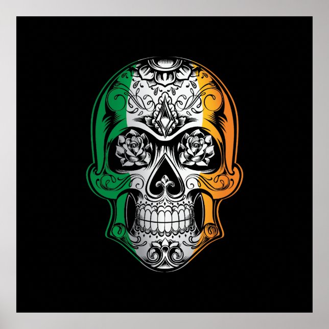 Irland Skull och Ro Flagga Poster (Framsidan)
