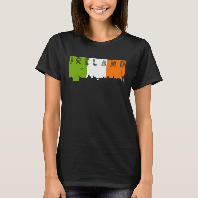 Irland Skyline Irish Flagga Vacation Travel T Shirt (Framsida)