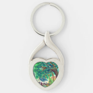 Irland Souvenir Twisted Heart Silverfärgad Nyckelring