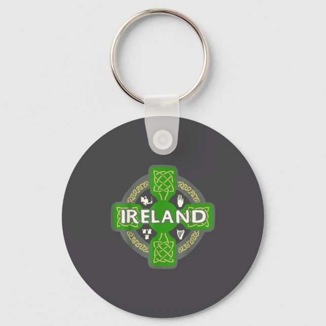 Irland St Patrick Dag Kelterkors Grön  Nyckelring (Framsida)