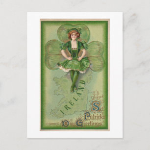 Irland St patrick's day Hälsning - Vintage Vykort