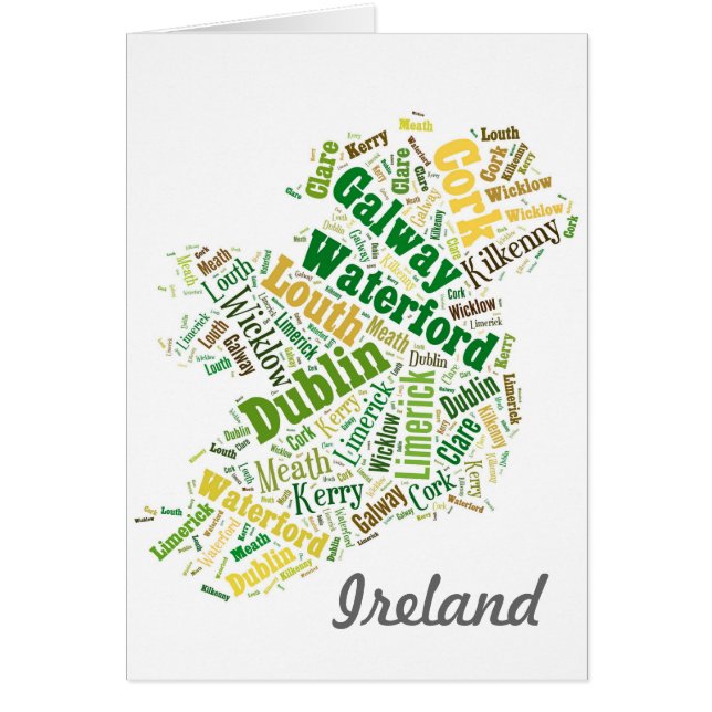 Irland Städer Ord Konst Hälsningskort (Framsidan)