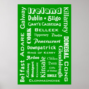Irland Städer & Ställe Poster