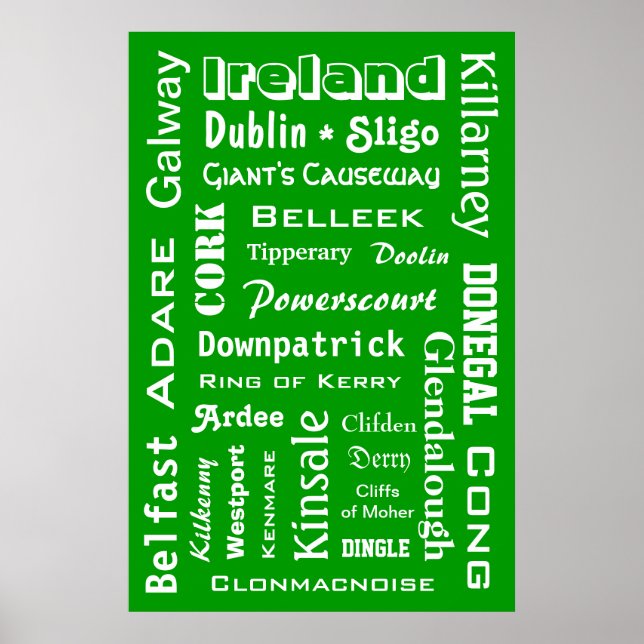Irland Städer & Ställe Poster (Framsidan)