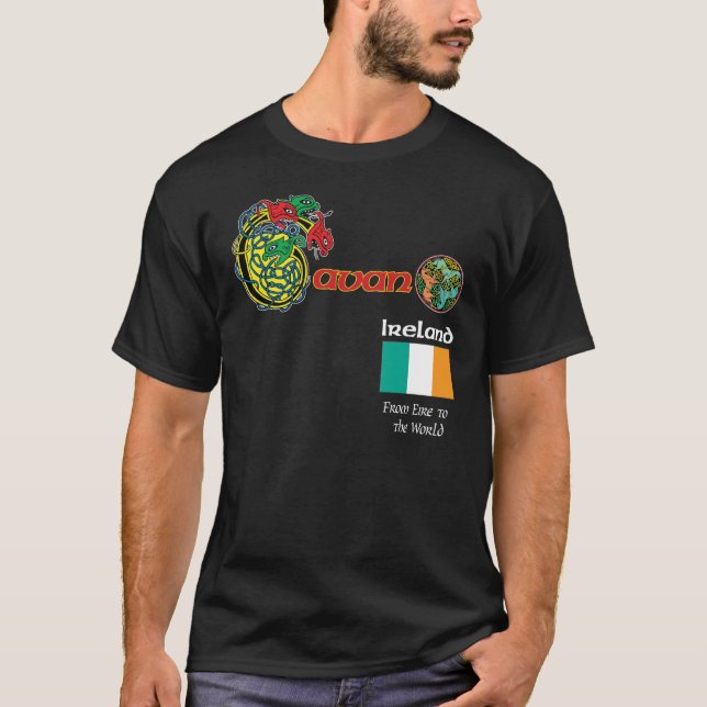 Irland ståndsmässig Cavan mörk T skjorta Tee (Framsida)