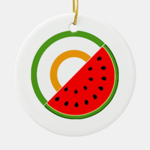 IRLAND STANSER MED PALESTINE - Watermelon Julgransprydnad Keramik