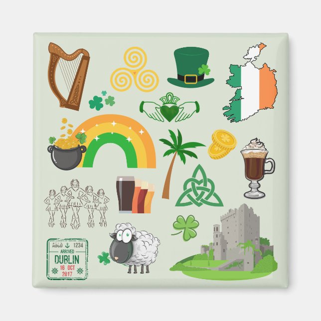 Irland Symboler Magnet (Framsidan)
