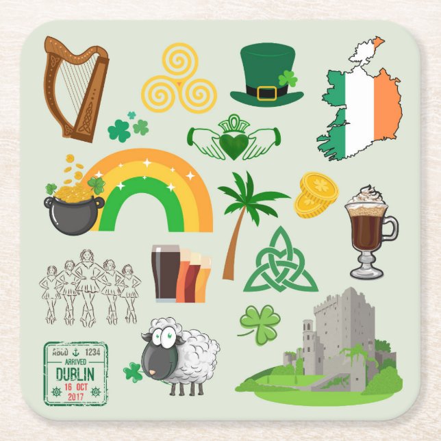 Irland Symboler Underlägg Papper Kvadrat (Framsidan)