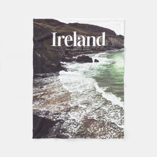 Irland The Cliffs of Moher - Grönt Moher Cliff Fleecefilt (Framsidan)