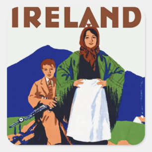 Irland ~ The Land Eternt Youth Fyrkantigt Klistermärke