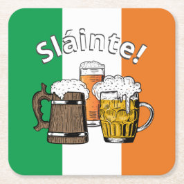 IRLAND Underbar Irish Beer Sláinte! Underlägg Papper Kvadrat