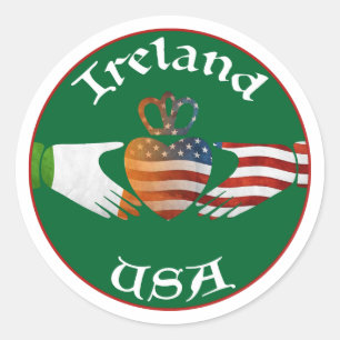 Irland USA Claddagh Design Runt Klistermärke