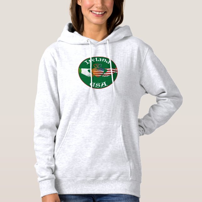 Irland USA Claddagh Hoodie T-shirt (Framsida)