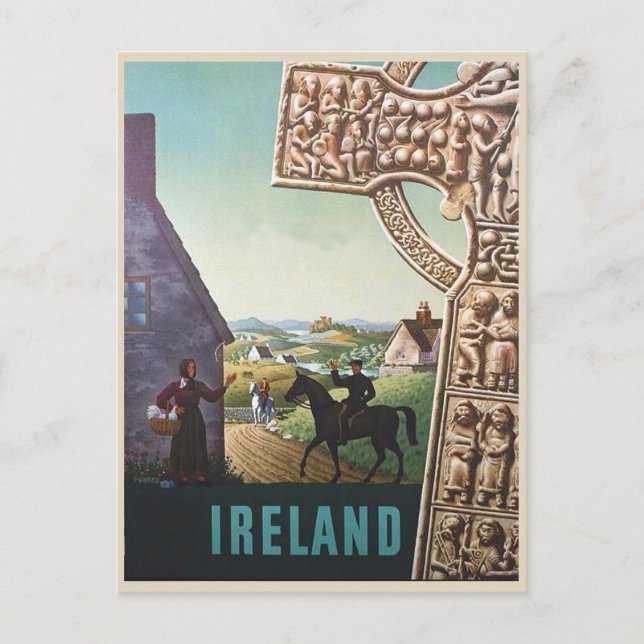 Irland vintage reseescen vykort (Framsida)