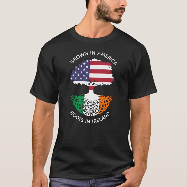 Irländare-Amerikanen rotar i Irland Celticträd T Shirt (Framsida)