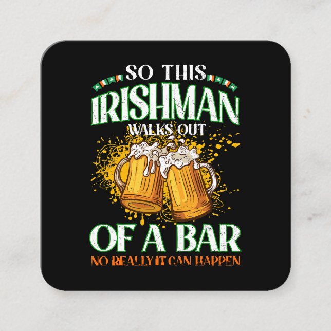 Irländare dricker öl St. Patrick's Day Fyrkantigt Visitkort (Framsida)