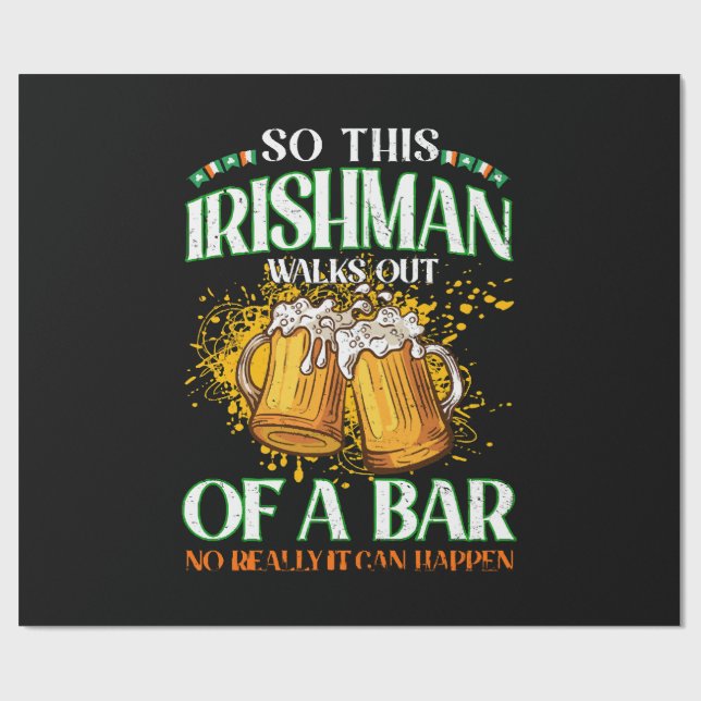 irländare dricker öl St. Patrick's Day Presentpapper (Platt)