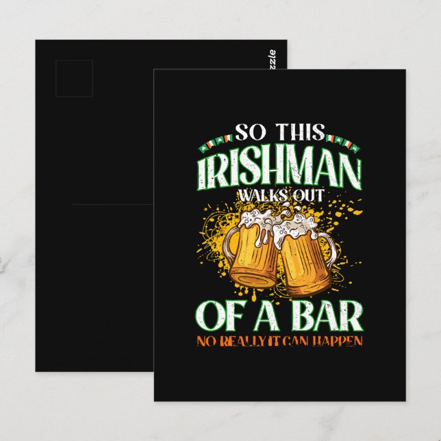 irländare dricker öl St. Patrick's Day Vykort (Fram/baksida)