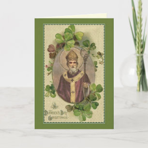 Irländare för bön för St Patrick biskopShamrocks Kort