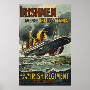 Irländare hämnas Lusitaniavintagerekryteringen Poster