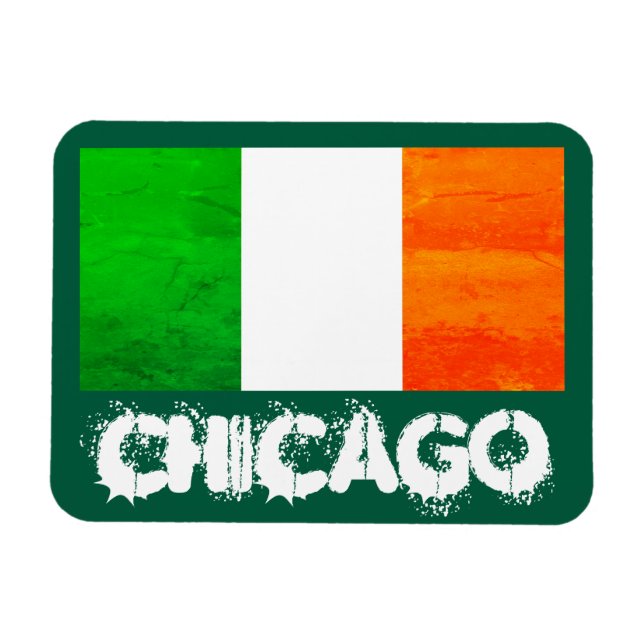 Irländare i Chicago med Irlands flagga - St. Patri Magnet (Horisontell)