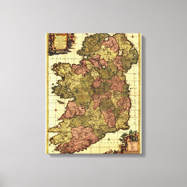IrlandPanoramisk kartaIrland Canvastryck (Framsida)