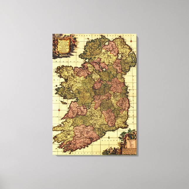 IrlandPanoramisk kartaIrland Canvastryck (Framsida)