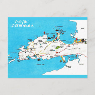 Irlands Dinglehalvön Vintagekarta Vykort