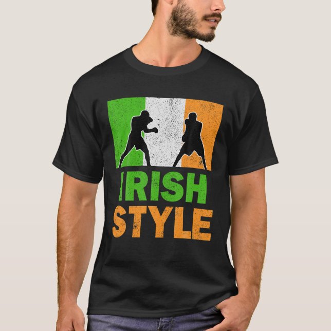 Irlands Flagga Irish Boxing Klubb Vintage T Shirt (Framsida)