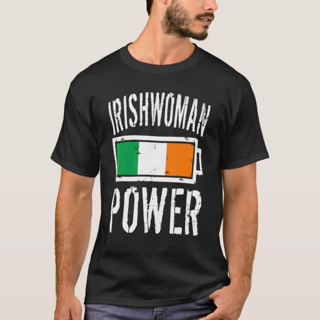 Irlands Flagga Irishwomen Power Battery Proud Tee (Framsida)