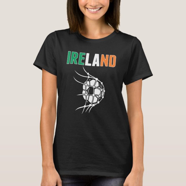 Irlands fotbolls-buss i Net Goal Support Irish Foo T Shirt (Framsida)