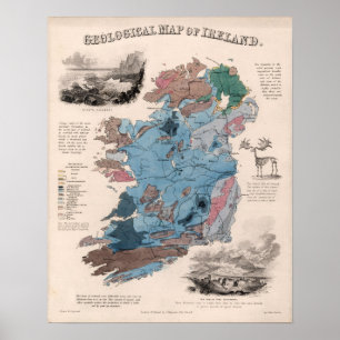 Irlands geologiska Karta Poster